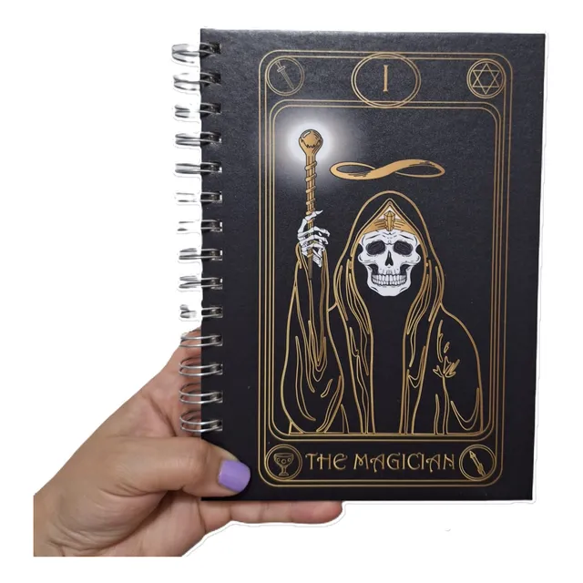 Cuaderno Tapa Dura Arcanos Calaveras Tarot Con Stickers