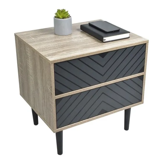 Buro Mesa de Noche para Recamara Top Living Moderno y Minimalista Color Negro y Símil Madera
