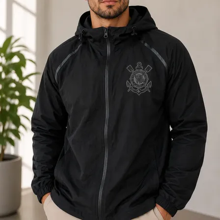 Jaqueta Corinthians All Black Bordada Premium Licenciada Preto Gg