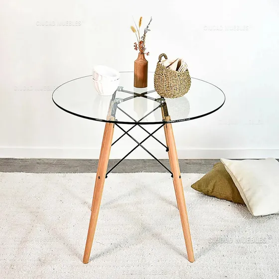 Mesa Redonda De Vidrio Ø80cm X Alto 75cm
