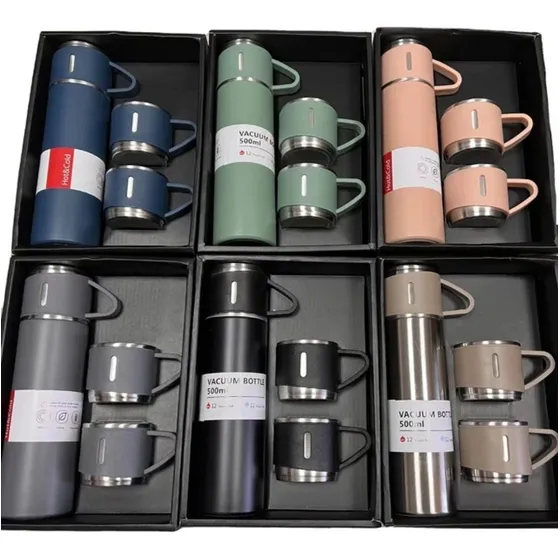 Termo De Acero Inoxidable 500ml Con Tazas