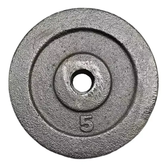 Disco Pesa Fundicion Fitness 5 Kg Mancuerna Barra Pesas 30mm Color Negro