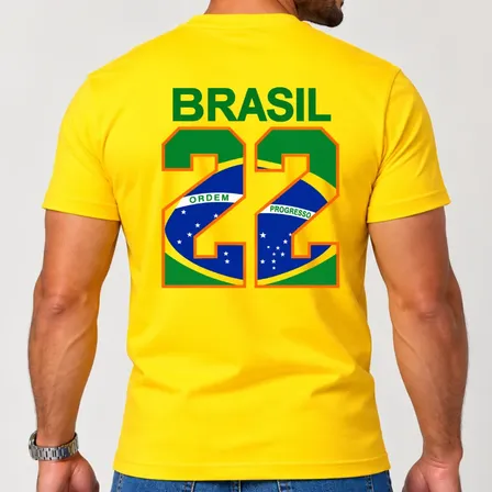 Camiseta Algodão Patriota Flávio Bolsonaro Brasil Eleições Amarelo 22 Brasil G