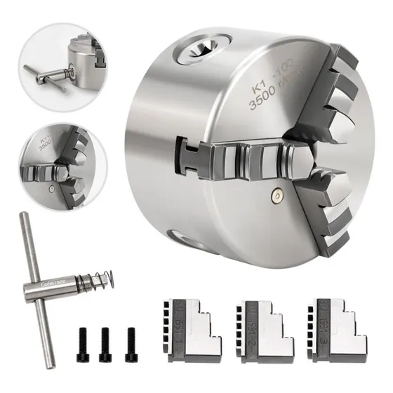 Mini Torno Universal Placa 100mm 4  Com 3 Castanhas Full