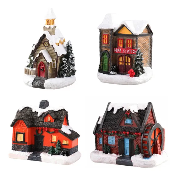 4 Piezas De Christmas Villa Igloo Led K