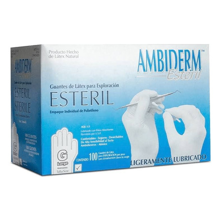 Guante De Latex Estéril Ambiderm Blanco M Guante De Latex Estéril Ambiderm Blanco M