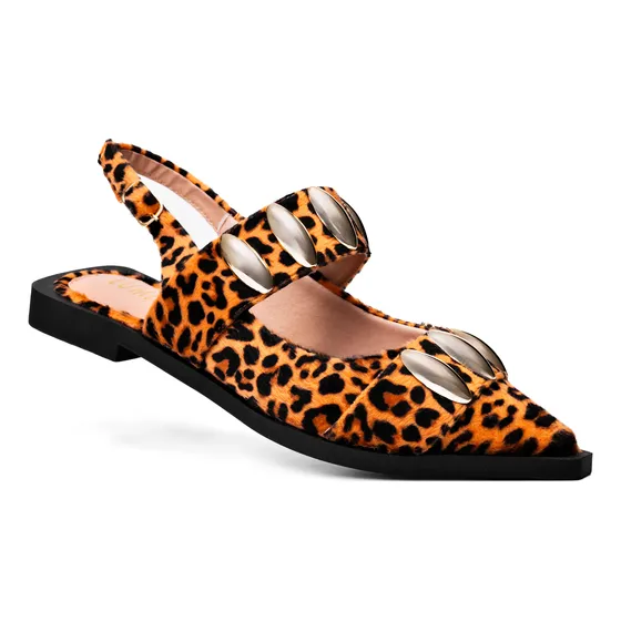 Sapatilha Feminina Confortável Bico Fino Slingback Tachas