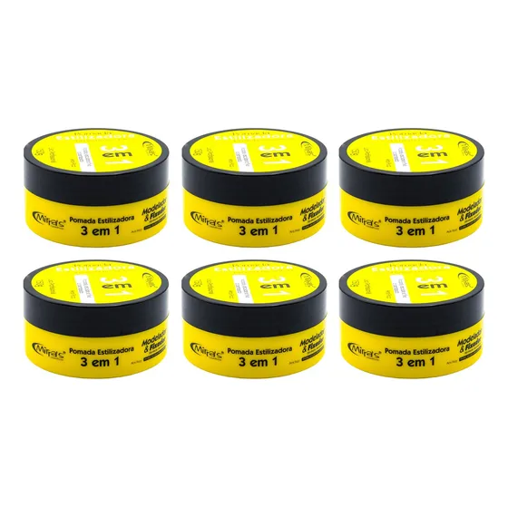 Kit Mirras 6 Pçs Pomada Estilizadora Modeladora 3x1 150g