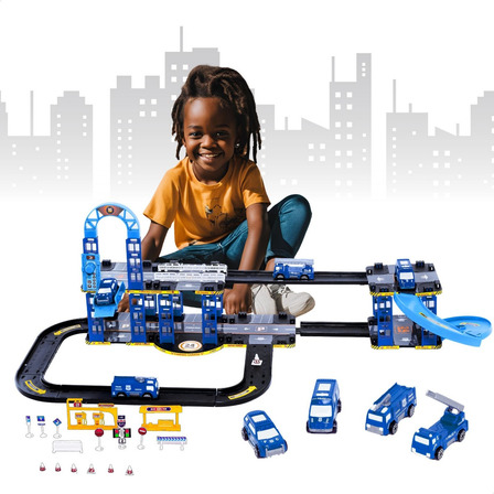 Pista De Carrinhos Policial Brinquedo Infantil Corrida Pista De Carrinhos Policial Brinquedo Infantil Corrida
