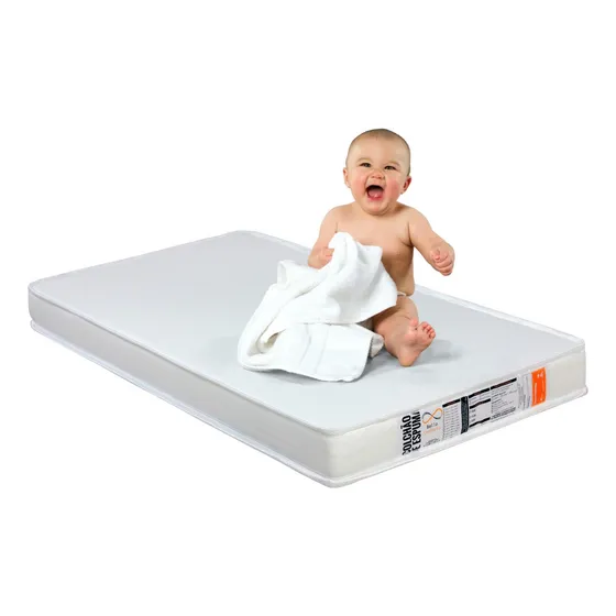 Colchão De Berço Impermeável 130x70cm Modelo Americano Bello Conforto Branco