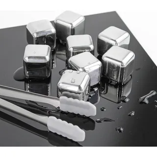Cubos De Gelo Aço Inox Metal Com Pegador Drinks Kit Com 8 Un Cubos De Gelo Aço Inox Metal Com Pegador Drinks Kit Com 8 Un