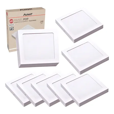 Kit 8 Painel Led 24w Quadrado Sobrepor 6500k Casa Comércio 127/220v 6500k