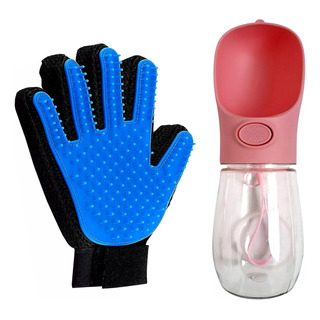 Combo Guante Quitapelo Y Botella Portátil Para Mascotas Combo Guante Quitapelo Y Botella Portátil Para Mascotas