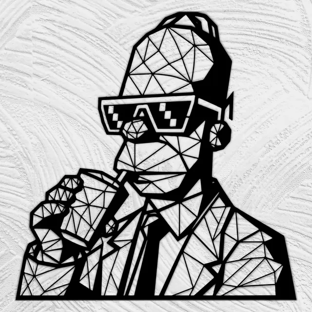 Figura De Homero Simpson De Arte Lineal Para La Pared