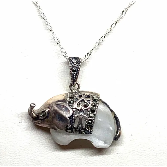 Collar Cristal Dije Efante Plata 925 Nácar Marquesitqa