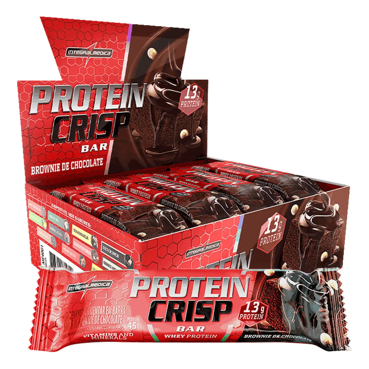 Caixa 12 Barras de Proteínas Protein Crisp Bar Barra Integralmédica