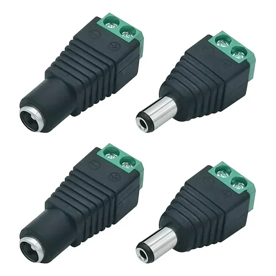Conector Dc Plug Macho Hembra Cctv 12v Cámaras (4 Unidades)