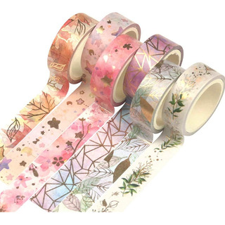 Juego De 6 Rollos De Cinta Washi Patrón Cuadros Y Floral Juego De 6 Rollos De Cinta Washi Patrón Cuadros Y Floral