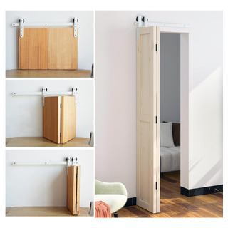 Kit De Rieles De Puerta Corrediza De Granero Plegable Blanco Kit De Rieles De Puerta Corrediza De Granero Plegable Blanco