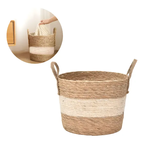 Cesto Cachepoo Vaso Boho Rustico Decorativo Casa Quarto Sala Cor Marrom