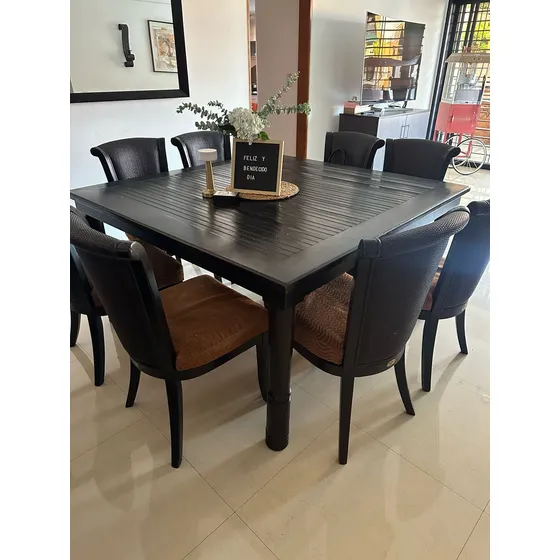 Juego De Comedor De 8 Puestos Con Mesa Cuadrada 148x148