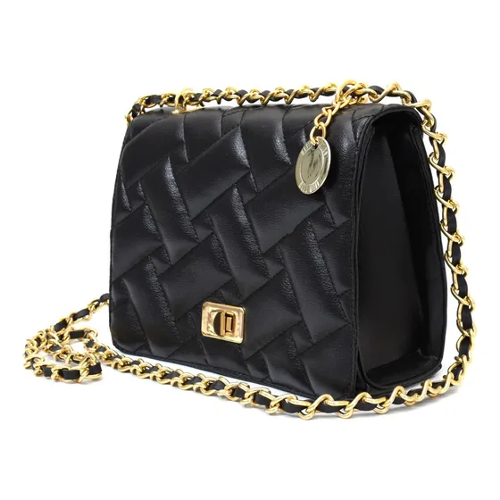 Bolsa de ombro lateral Maria Milão feminina Pequena Transversal Corrente cor preta