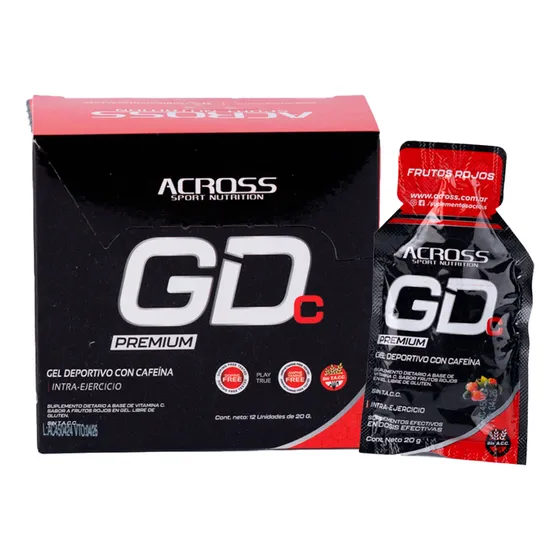 Gel Deportivo Cafeina Gd Frutos Rojos Caja X12 U 20g Across Frutos Rojos