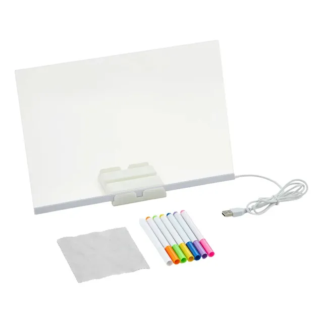 Pizarra Mágica Tableta 20x20 Cm Luces Led Usb Niños Diy35