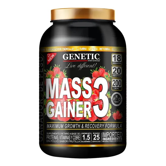 Mass Gainer 3 Genetic 1.5 Kilos Ganador Peso Fuerza Recupero