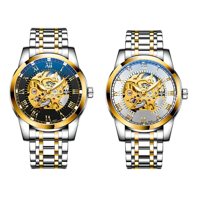 Reloj G-force Original At9005a Automatico Bicolor + Estuche Color de la correa Plateado Color del fondo Plateado