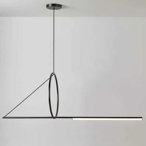 Lampara Techo Colgante Moderna Color Negro Larga Hierro 47.2