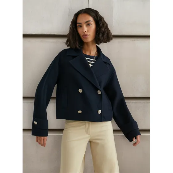 Chaqueta Azul De Botonadura Doble Para Mujer Tommy Hilfiger