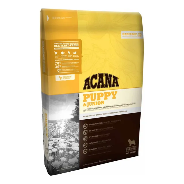 Alimento Acana Heritage Puppy & Junior para perros cachorro todos los tamaños sabor pavo de 11.35 kg