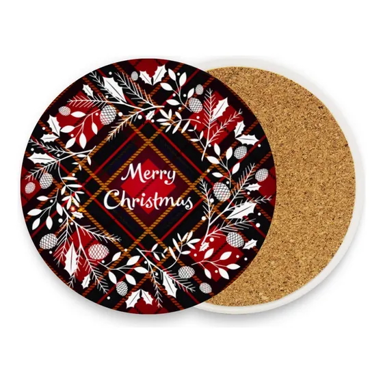 Posavaso Navidad Corona Boj Ceramica Juego 4 Divertido Casa