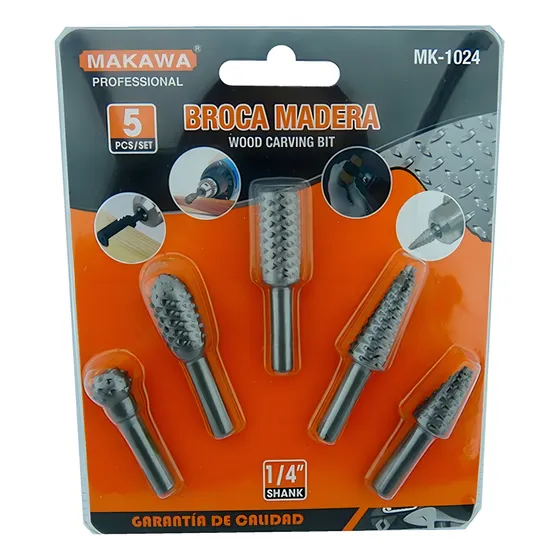 Kit Juego Brocas Madera Escofina Rotativa 1/4 5 Pcs Mk-1024
