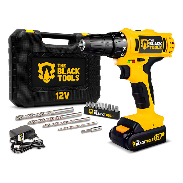 Parafusadeira Furadeira Sem Fio The Black Tools Bateria Cor Amarelo E Preto Frequência 60 Parafusadeira Furadeira Sem Fio The Black Tools Bateria Cor Amarelo E Preto Frequência 60