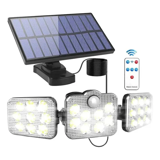 Lampara Solar Triple De Luces Led Sensor Movimiento Control