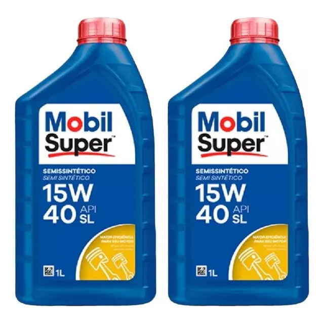 Kit 2 Litros De Óleo 15w40 Semi Sintético Mobil Api Sl