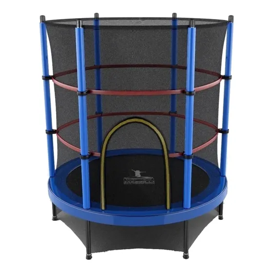 Mazzilli Cama elástica 1.40 m com diâmetro de 1.4 m cor da proteção das molas azul e tela preta