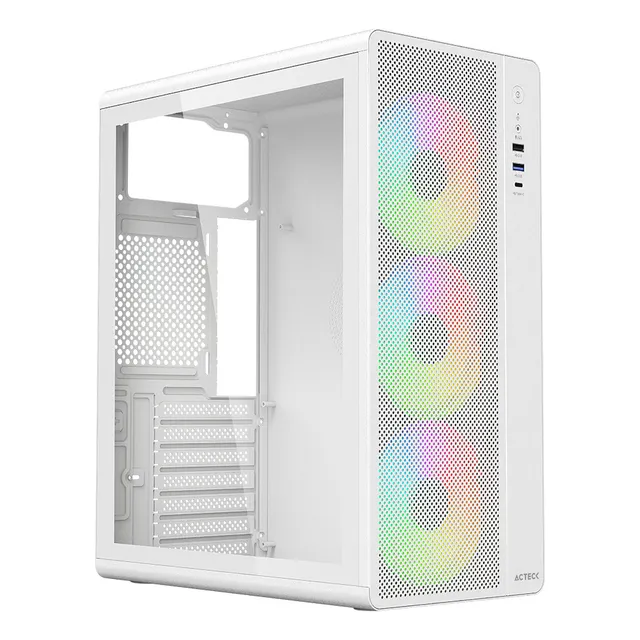 Gabinete Media Torre Essen Pro X Gm767 Panel Izq Cristal Color Blanco