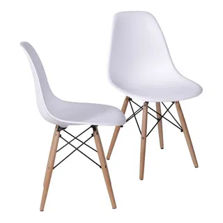 Cadeira De Jantar Boxbit Dkr Eames Base Madera Branco X 2 Unidades Cadeira De Jantar Boxbit Dkr Eames Base Madera Branco X 2 Unidades