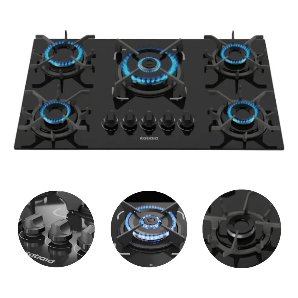Fogão Cooktop 5 Bocas Trempe Ferro Fundido Itatiaia Premium Preto 127/220v Fogão Cooktop 5 Bocas Trempe Ferro Fundido Itatiaia Premium Preto 127/220v