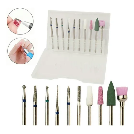 Set De Puntas Para Drill/pulidora, 10 Pzs, Fantasy Nails