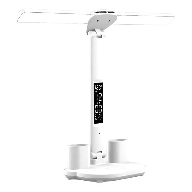 Lampara Escritorio Reloj Led Luz Lectura Recargable Usb