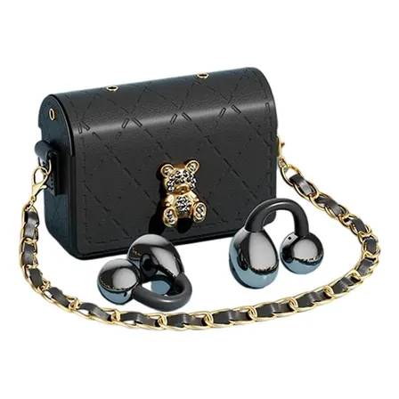Audífonos Bluetooth Tws Con Estuche Bolso Oso Black