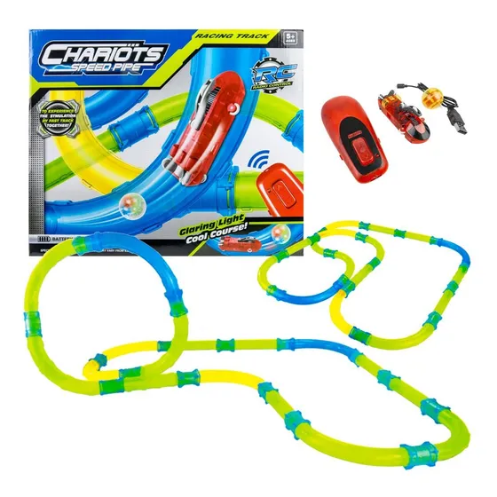 Pista De Autos Tubular A Control Remoto Con Luz Carga Usb