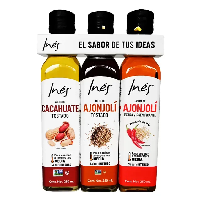 Aceite De Cacahuate Y Ajonjolí Tostado Inés 3 Pack De 250 Ml