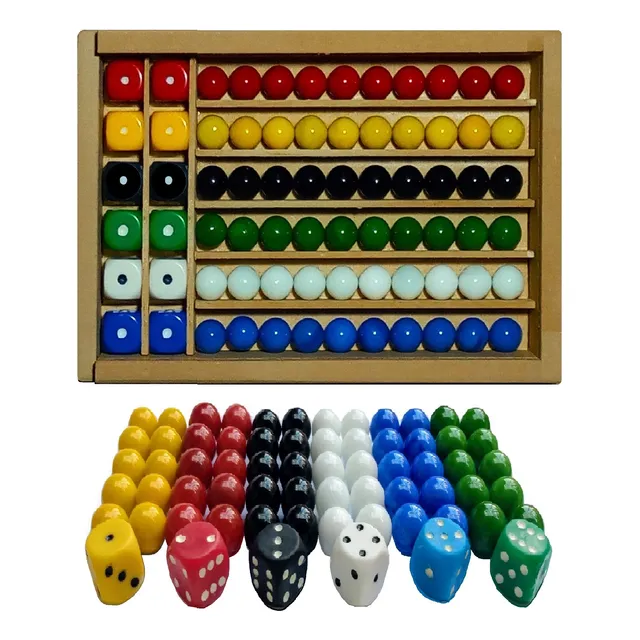 Canicas 60 Pzas + 12 Dados Juegos De Mesa Brillantes Colores