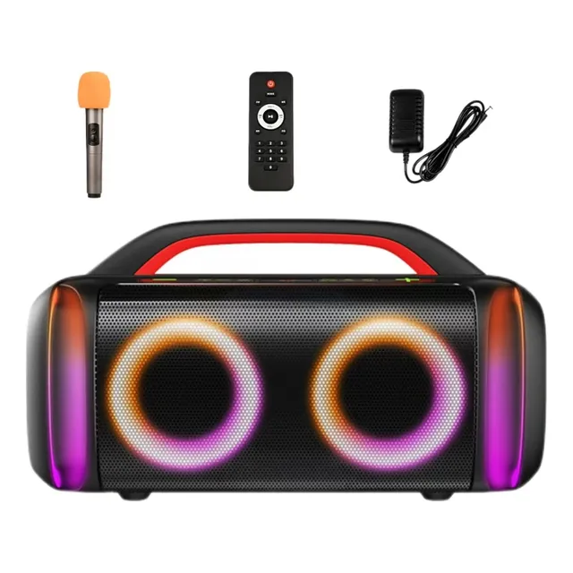 Bafle Bocina Bluetooth Subwoofer Karaoke Radio Fm Luz Negra