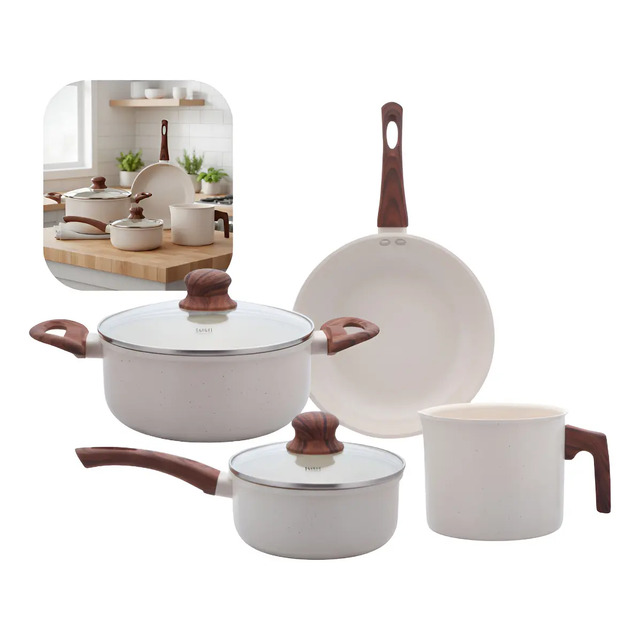Jogo De Panelas Indução Tuut Ecoglid 4 Peças Cor Cream
